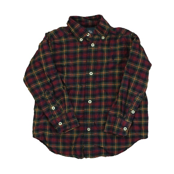 Ralph Lauren Boys Maroon | Green | Plaid Button Down Long Sleeve size: 3T - Picture 2 of 2
